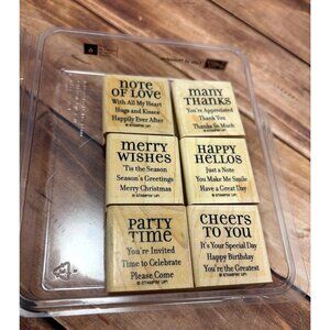 STAMPIN' UP! LOTS OF THOUGHTS WOOD MOUNTED RUBBER STAMP SET OF 6 HOLIDAY LOVE